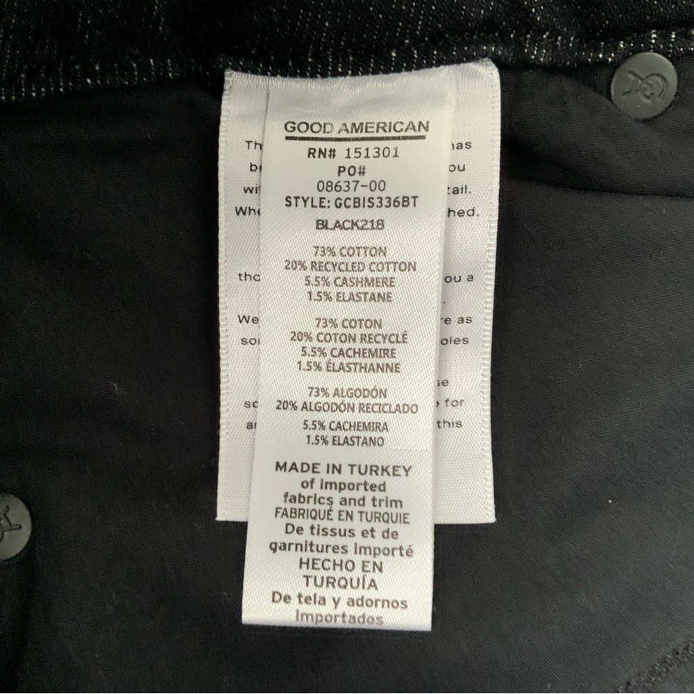 NWT GOOD AMERICAN Bootcut Jeans Split Seam Cashmere Blend Black 218 Size 10 - Picture 8 of 15